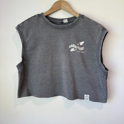 H&M Size S Lazy Wave Surf Shack Washed Black Cropped Top