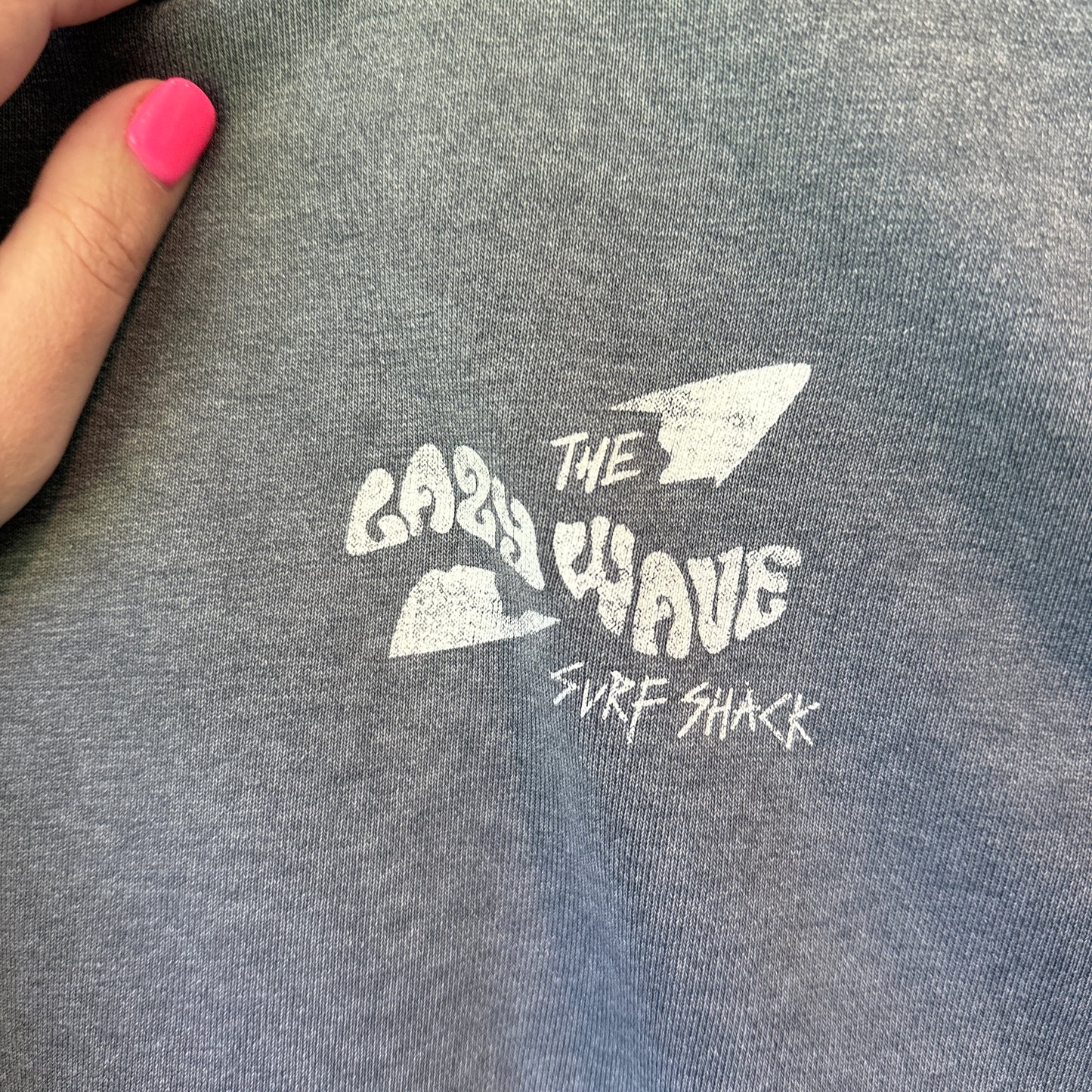 H&M Size S Lazy Wave Surf Shack Washed Black Cropped Top