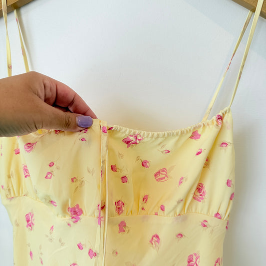 Glassons Yellow Floral Slip Dress Size 10