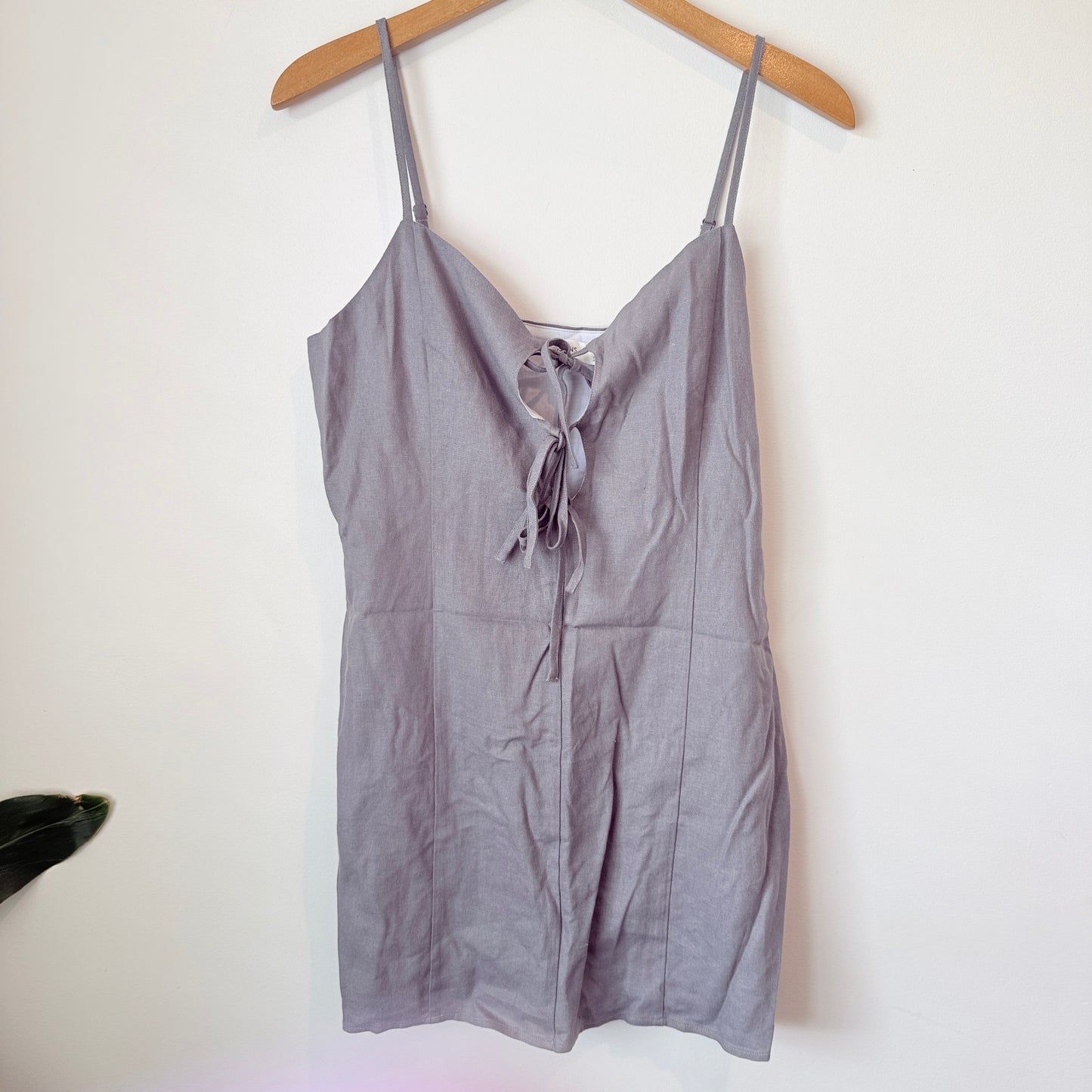 Glassons Grey Tie-Front Mini Dress Size 10