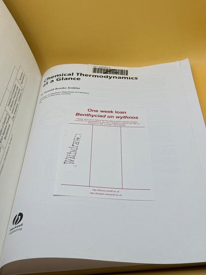Chemical Thermodynamics at a Glance by H. Donald Brooke Jenkins