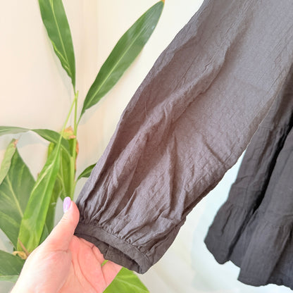 Glassons Charcoal Textured Oversized Tiered Smock Dress Size 10