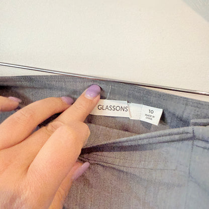 Glassons Grey Zip-Front Mini Skirt – Size 10