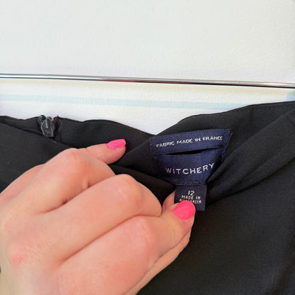 Witchery Size 12 Black Wool Blend Pencil Skirt