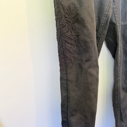 Urban Precinct Size 16 Black Coated Skinny Jeans with Floral Embroidery