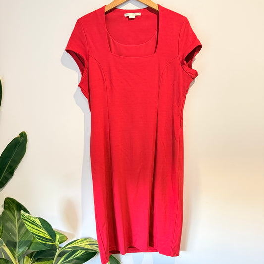 Jane Lamerton Size 16 Red Cap Sleeve Square Neck Dress