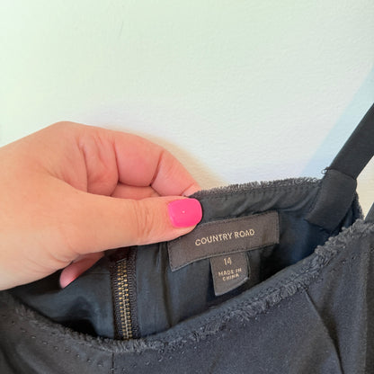 Country Road Size 14 Black Silk / Cotton Mini Dress