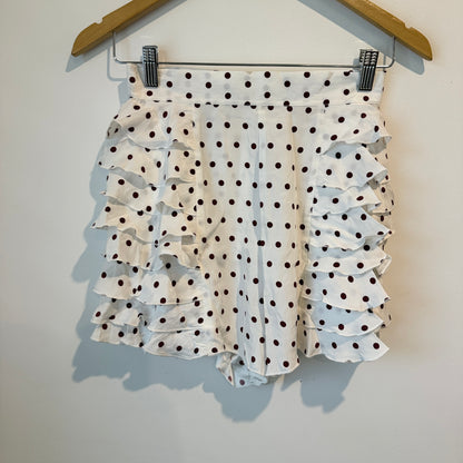 SIR Size 0 Polka Dot 100% Silk Ruffle Shorts