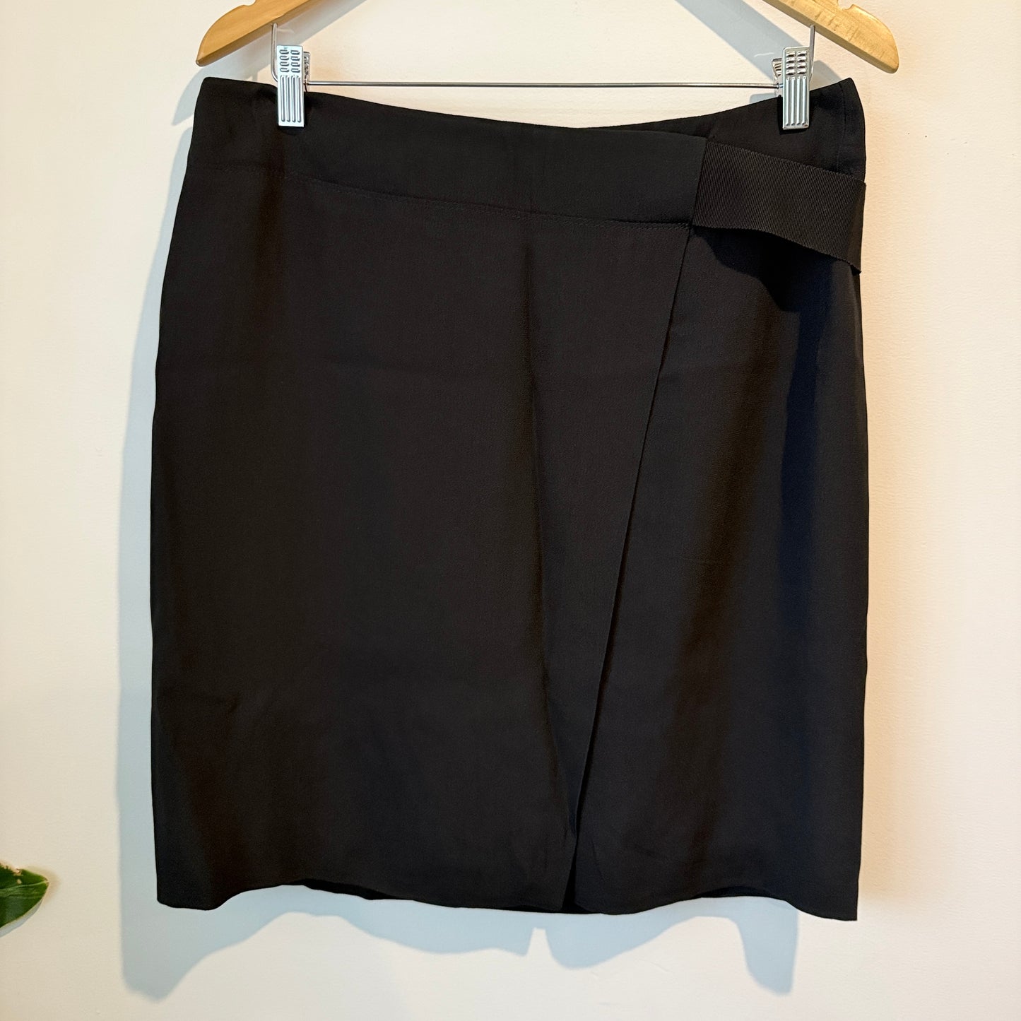 Shanghai Tang Size 44 Black Faux Wrap Skirt