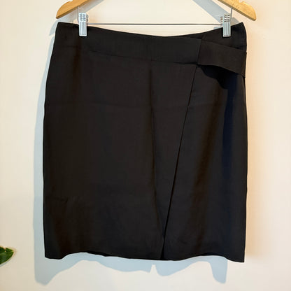 Shanghai Tang Size 44 Black Faux Wrap Skirt