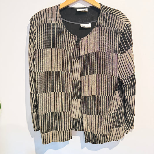 Noni Size U/Arm 54cm Black & Gold Metallic Cardigan and Under Top