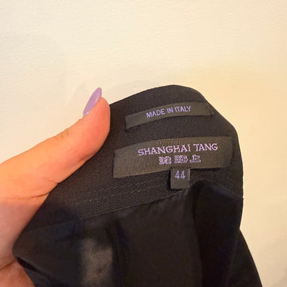Shanghai Tang Size 44 Black Faux Wrap Skirt
