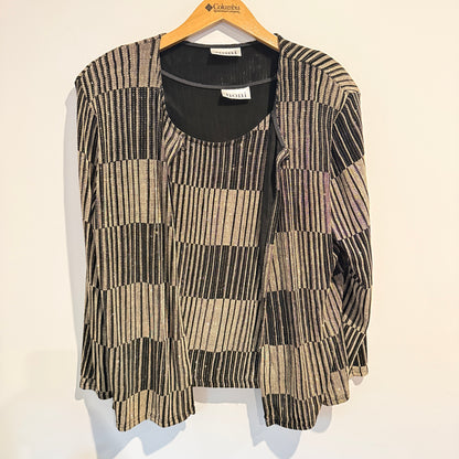 Noni Size U/Arm 54cm Black & Gold Metallic Cardigan and Under Top