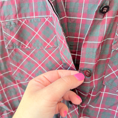 Keith Matheson Size 10 Black & Red Long-Sleeve Button-Down Blouse