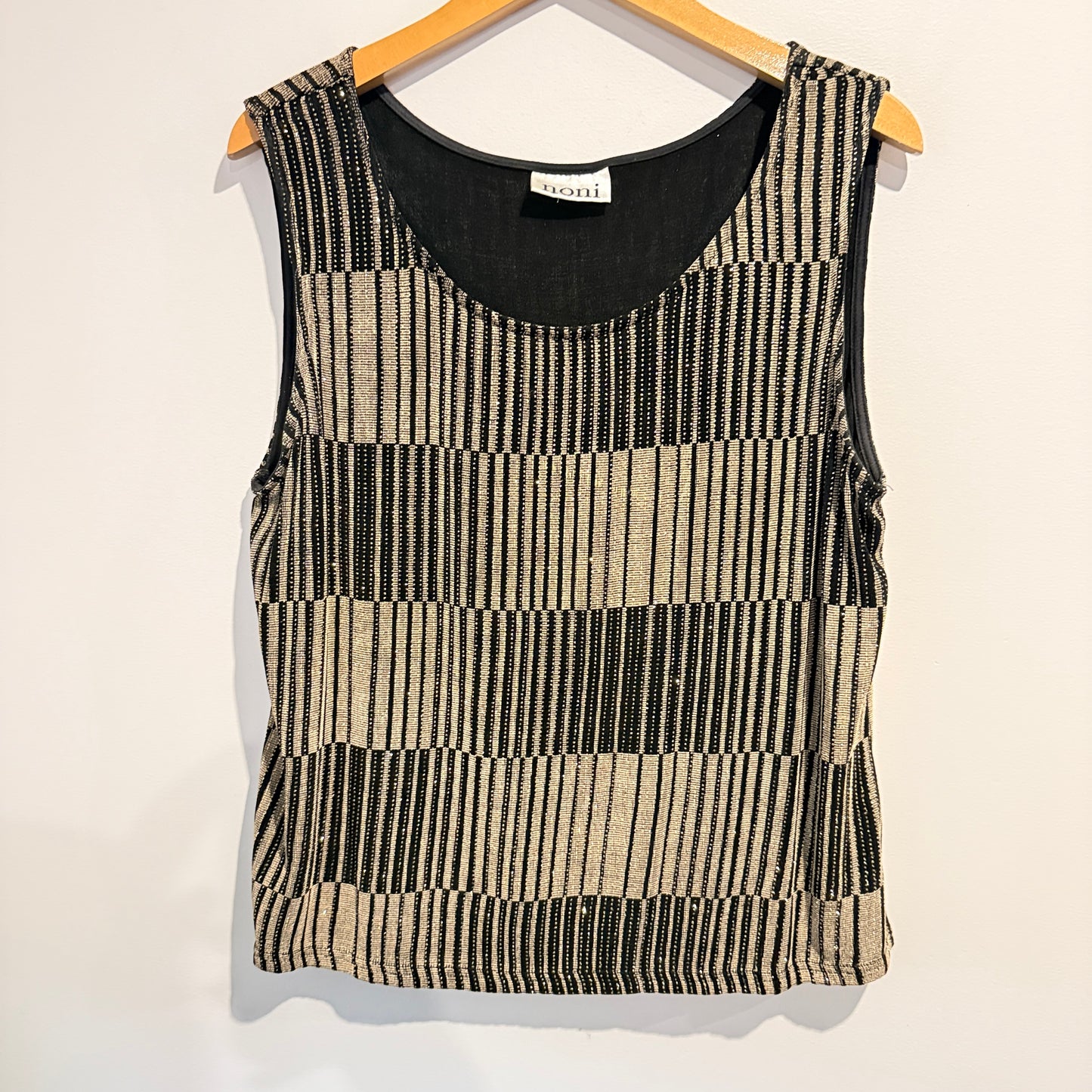 Noni Size U/Arm 54cm Black & Gold Metallic Cardigan and Under Top