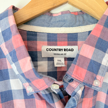 Country Road Size XXL Pink & Blue Gingham Long-Sleeve Button-Down Shirt