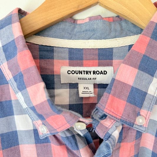Country Road Size XXL Pink & Blue Gingham Long-Sleeve Button-Down Shirt