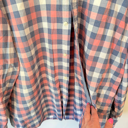 Country Road Size XXL Pink & Blue Gingham Long-Sleeve Button-Down Shirt