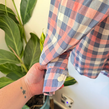 Country Road Size XXL Pink & Blue Gingham Long-Sleeve Button-Down Shirt