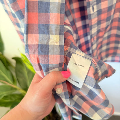 Country Road Size XXL Pink & Blue Gingham Long-Sleeve Button-Down Shirt