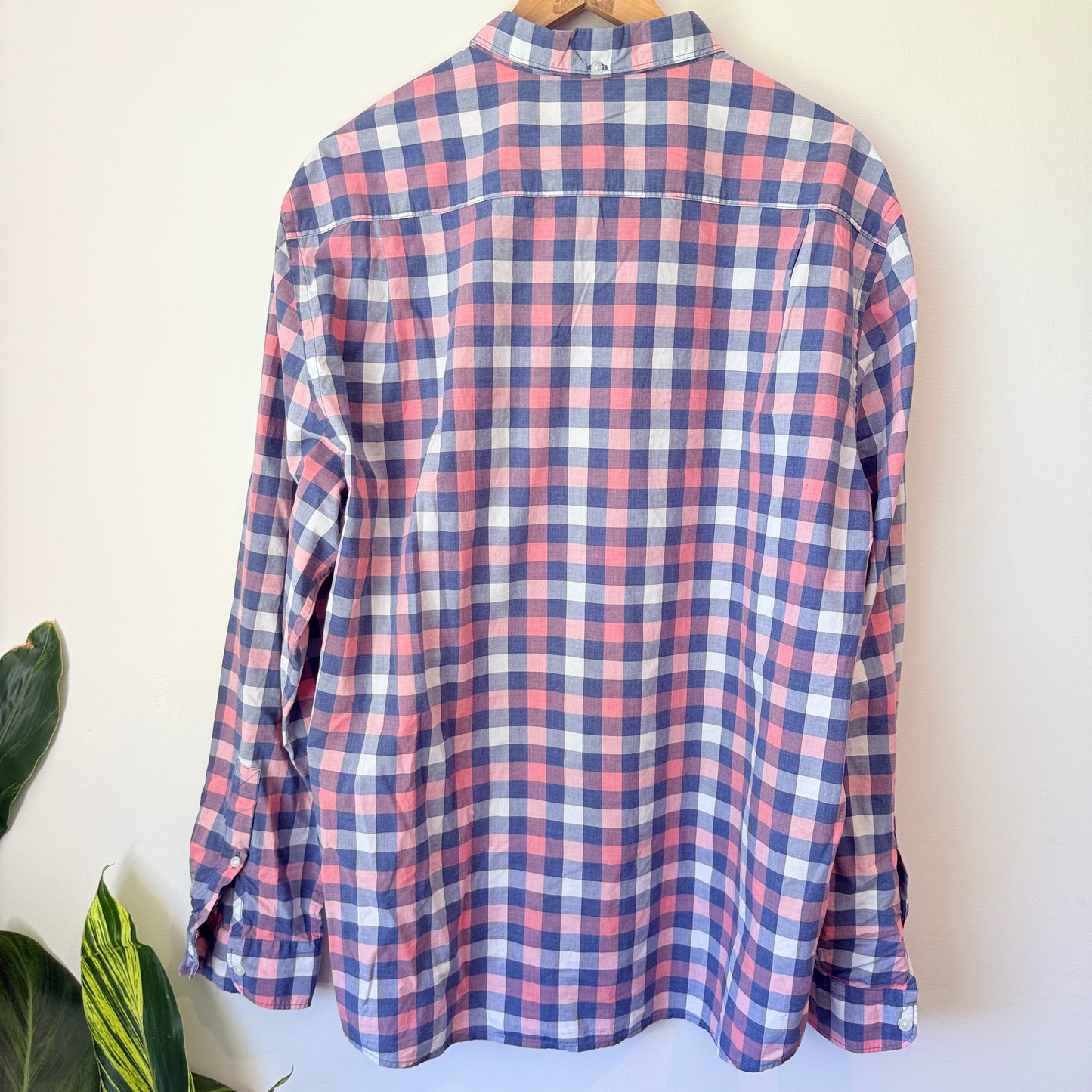 Country Road Size XXL Pink & Blue Gingham Long-Sleeve Button-Down Shirt