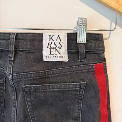 Zoe Karssen Size 24 Black Denim Jeans with Red Side Stripes