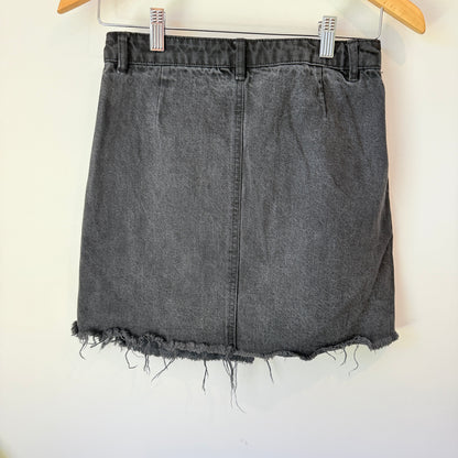Pull & Bear Size 28 High-Waist Dark Grey Denim Mini Skirt