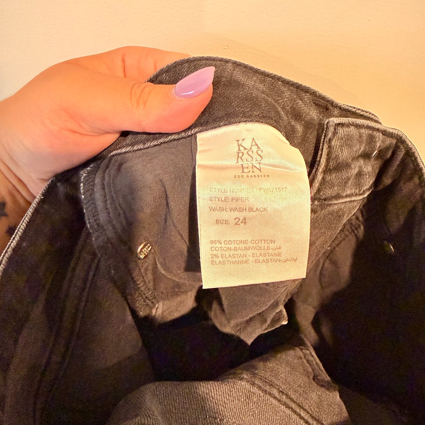 Zoe Karssen Size 24 Black Denim Jeans with Red Side Stripes