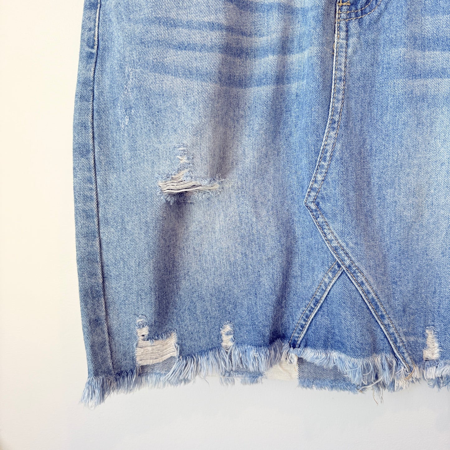 Junkfood Light Blue Distressed Denim Mini Skirt - 74cm waist