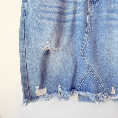 Junkfood Light Blue Distressed Denim Mini Skirt - 74cm waist