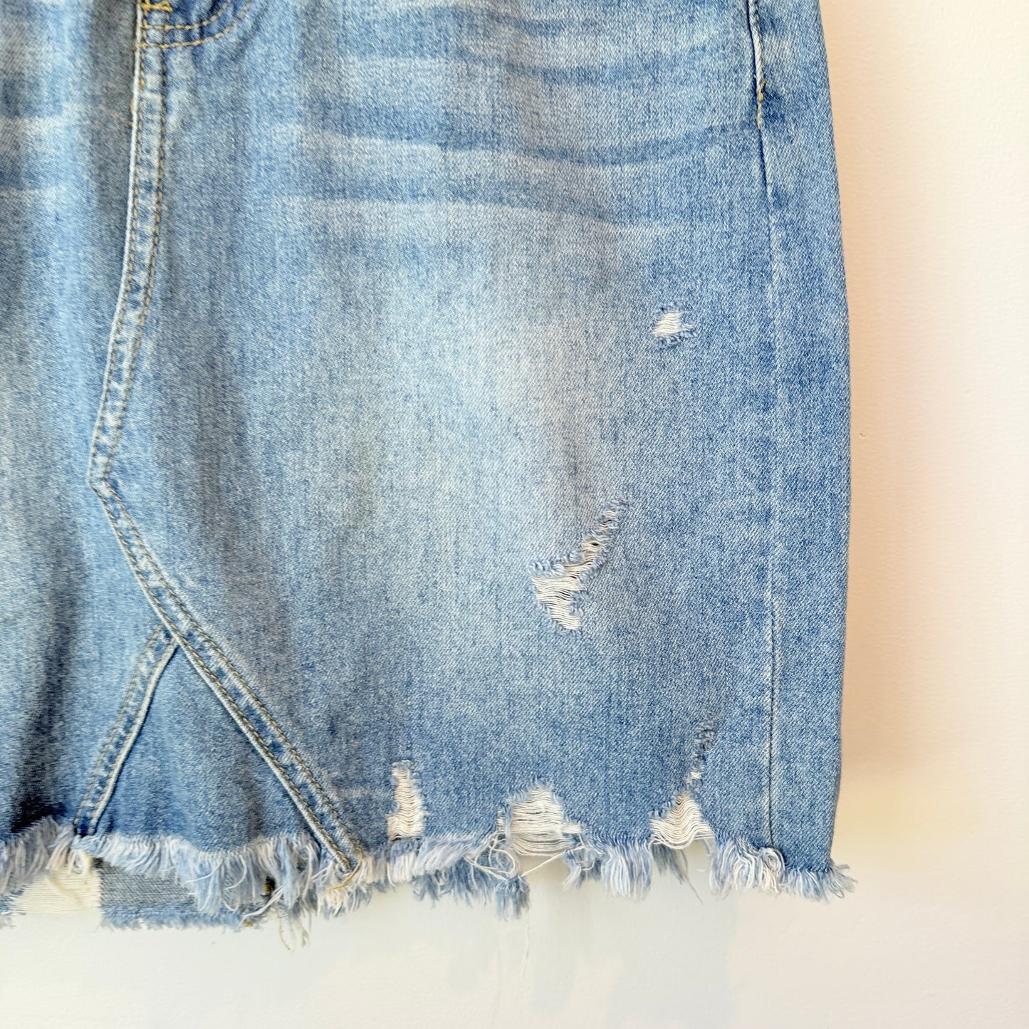 Junkfood Light Blue Distressed Denim Mini Skirt - 74cm waist