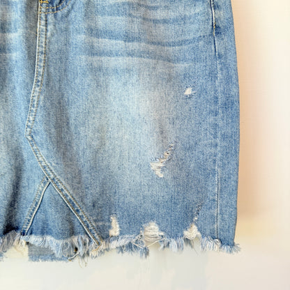 Junkfood Light Blue Distressed Denim Mini Skirt - 74cm waist