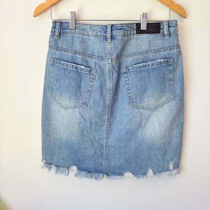 Junkfood Light Blue Distressed Denim Mini Skirt - 74cm waist