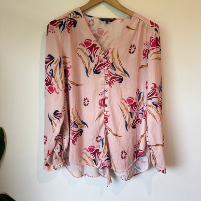 Oliver Black Floral Long-Sleeve Blouse - Size 14