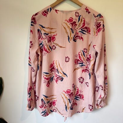 Oliver Black Floral Long-Sleeve Blouse - Size 14