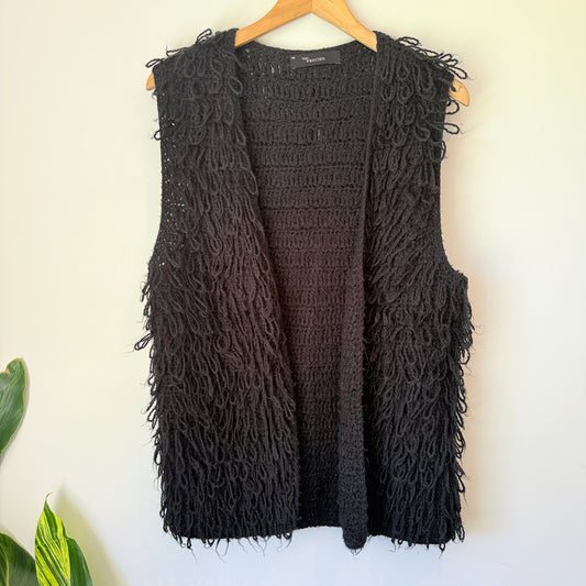 Decjuba Black Fluffy Knit Vest Size S/M