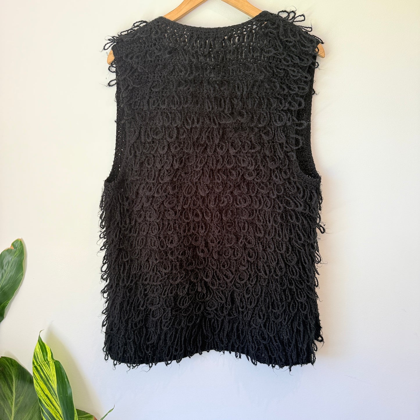 Decjuba Black Fluffy Knit Vest Size S/M