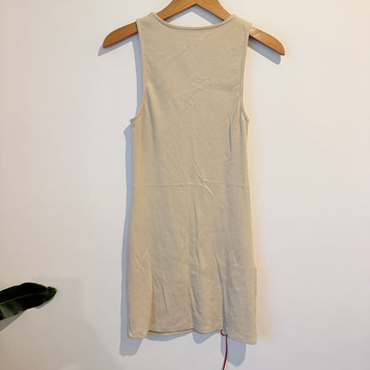 Brand Unknown U/Arm to U/Arm 33cm Tie Front Ribbed Mini Dress