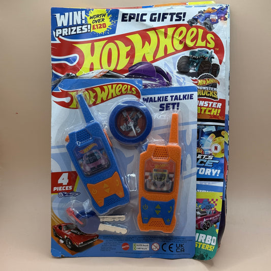 Hot Wheels Walkie Talkie Set with Magazine Bundle