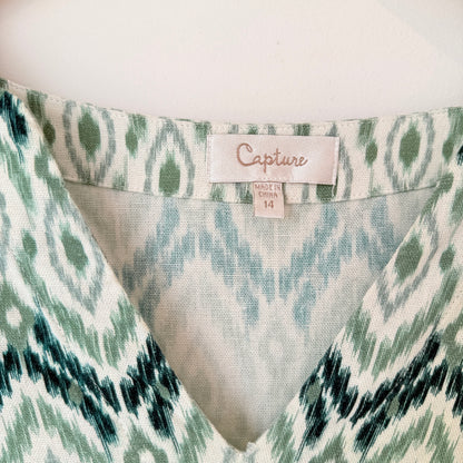 Capture V-Neck Mid-Length linen Blend Dress Size 14