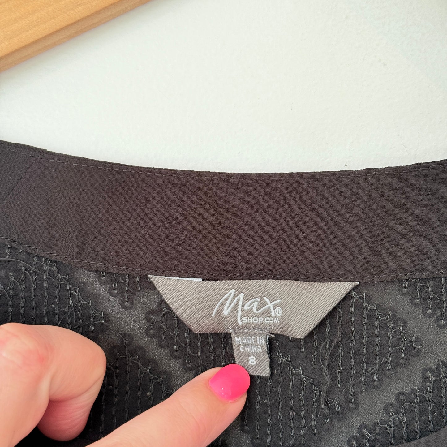 Max Black Sequinned Top Size 8