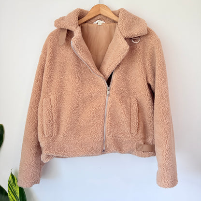 Subtitled Beige Sherpa Teddy Jacket Size S