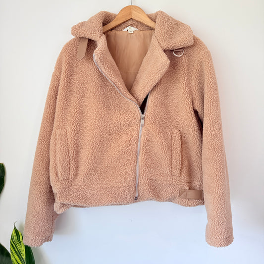 Subtitled Beige Sherpa Teddy Jacket Size S