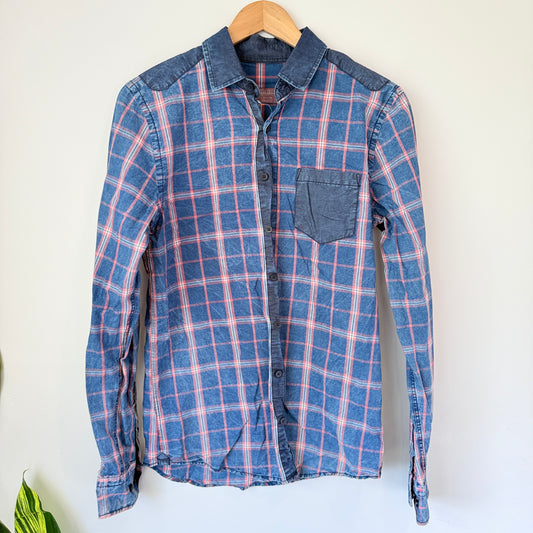 Pull&Bear Size S Plaid Long Sleeve Shirt