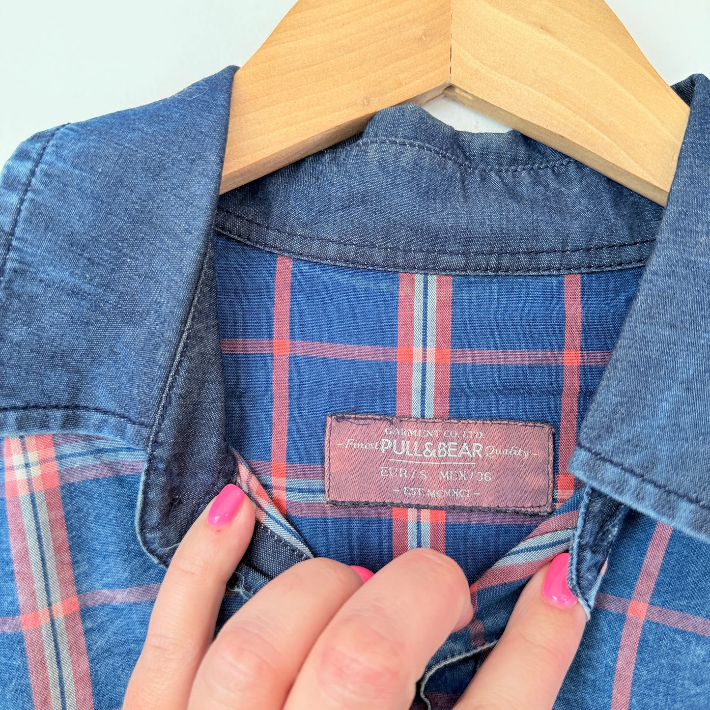 Pull&Bear Size S Plaid Long Sleeve Shirt