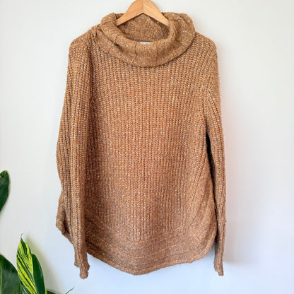 Studio Curve Cowl Neck Speckled Knit Sweater Size L