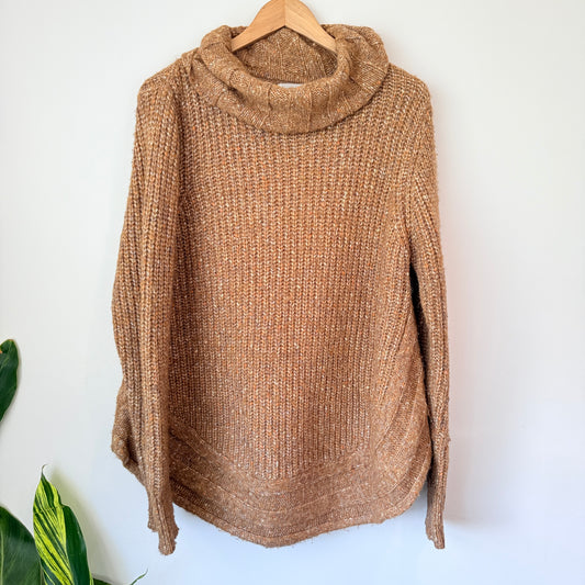 Studio Curve Cowl Neck Speckled Knit Sweater Size L