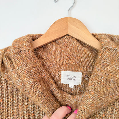 Studio Curve Cowl Neck Speckled Knit Sweater Size L