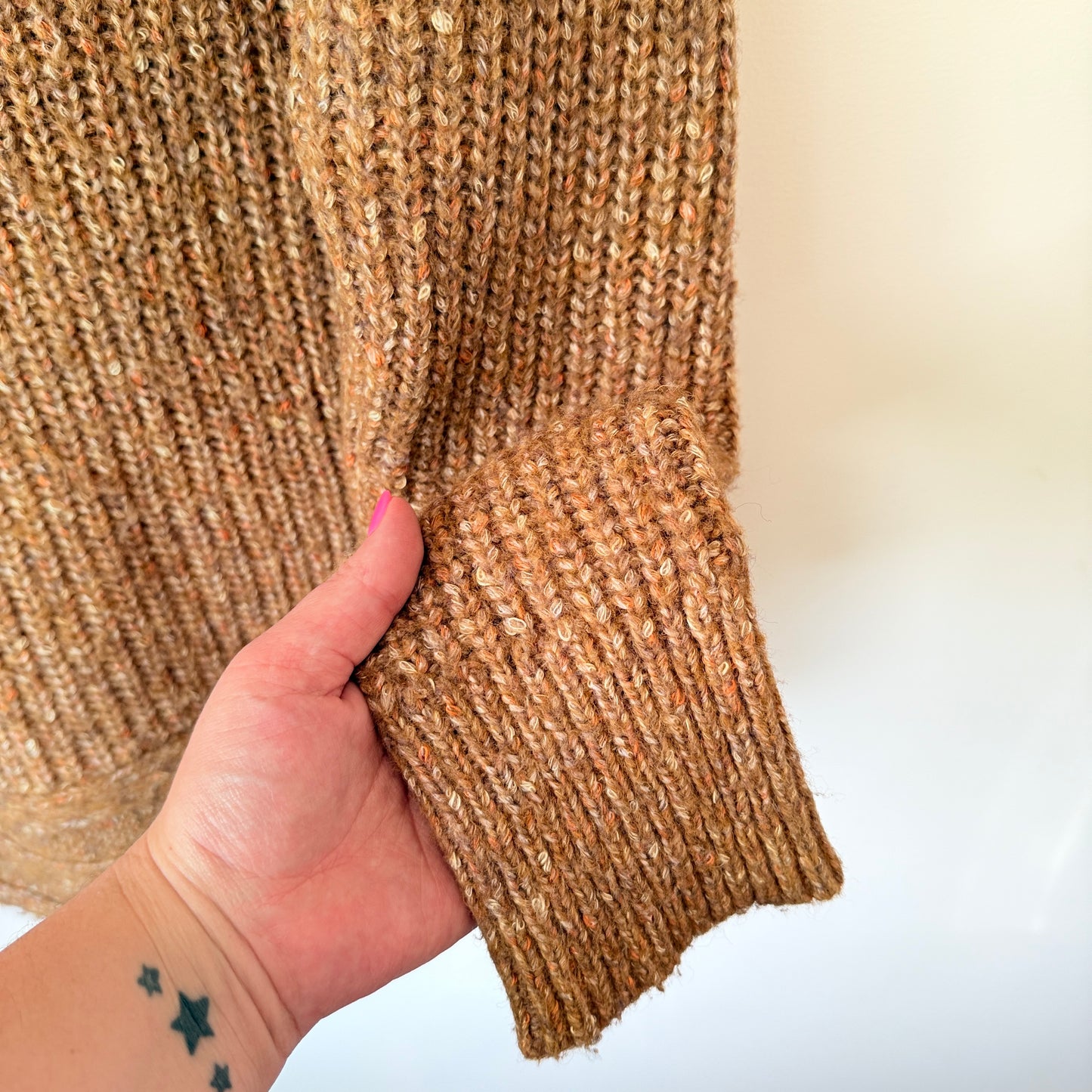 Studio Curve Cowl Neck Speckled Knit Sweater Size L