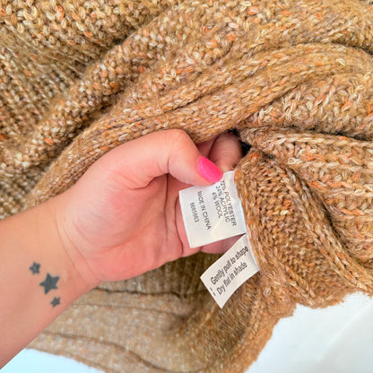 Studio Curve Cowl Neck Speckled Knit Sweater Size L